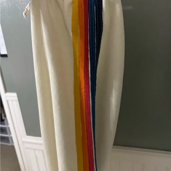 Aviator Nation 5 Stripe Women's Sweatpants Vintage White Size Large - Picture 4 of 8